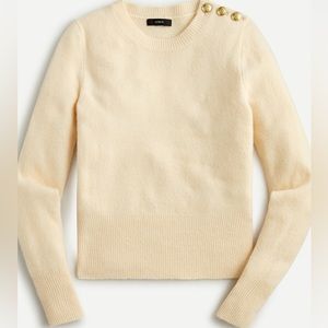 J. Crew Crewneck Sweater with Shoulder Buttons in Cream